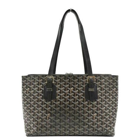 GOYARD Okinawa PM Chevron Print Canvas Tote Bag Black